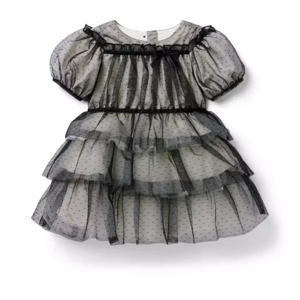Janie and Jack Dot Tiered Tulle Dress Girls Size 7